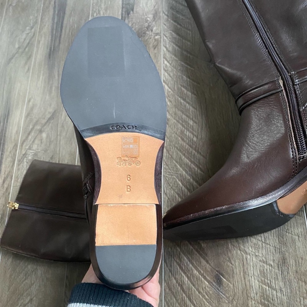 Coach Caroline Swagger Boot Leather Chestnut 6 Narrow Calf NWB $395 - Picture 4 of 7